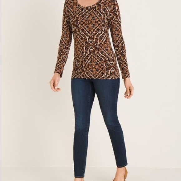 Chicos 1 Women’s Block Print Layering Tee Long Sleeve - Picture 4 of 7